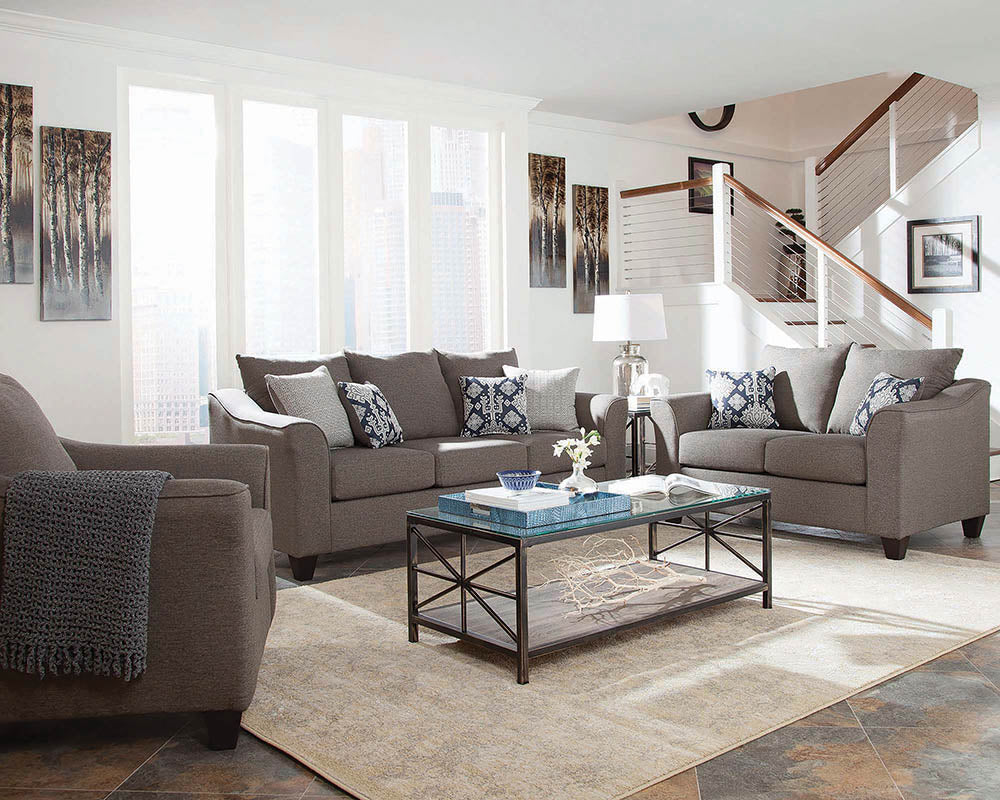Orleans Furniture - Coaster - Salizar 3-piece Upholstered Flared Arm Sofa Set Grey - 506021-S3