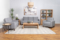 Orleans Furniture - Coaster - Bowen 3-piece Upholstered Track Arm Tufted Sofa Set Grey - 506781-S3
