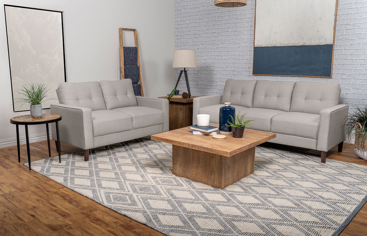 Orleans Furniture - Coaster - Bowen 2-piece Upholstered Track Arm Tufted Sofa Set Beige - 506785-S2