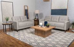 Orleans Furniture - Coaster - Bowen 2-piece Upholstered Track Arm Tufted Sofa Set Beige - 506785-S2