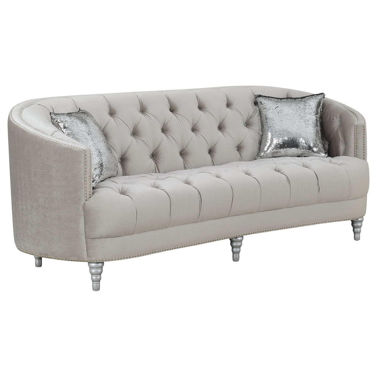 Orleans Furniture - Coaster - Avonlea Upholstered Sloped Arm Sofa Grey Velvet - 508461