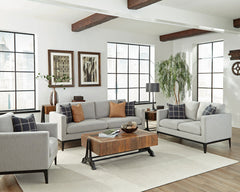 Orleans Furniture - Coaster - Apperson 3-piece Upholstered Track Arm Sofa Set Light Grey - 508681-S3