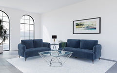 Orleans Furniture - Coaster - Lively 2-piece Chenille Upholstered Sofa Set Blue - 509041-S2