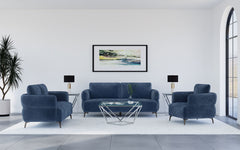Orleans Furniture - Coaster - Lively 3-piece Chenille Upholstered Sofa Set Blue - 509041-S3