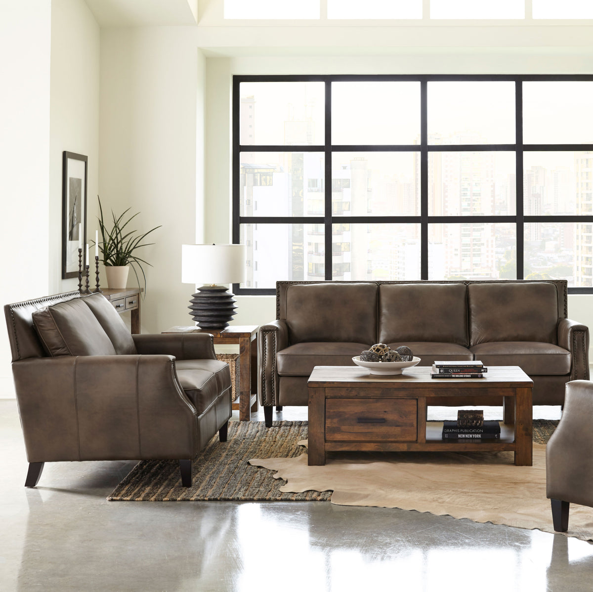 Orleans Furniture - Coaster - Leaton 2-piece Upholstered Recessed Arm Sofa Set Brown Sugar - 509441-S2