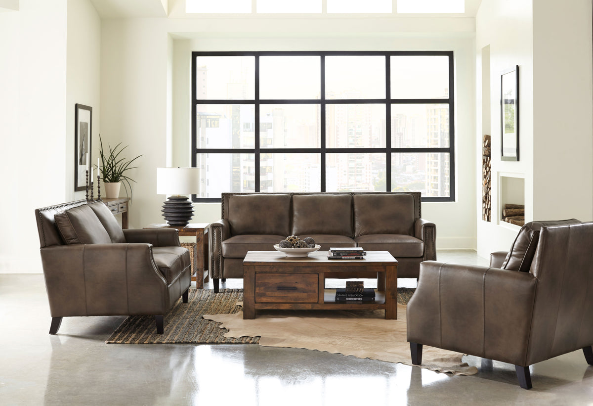 Orleans Furniture - Coaster - Leaton 3-piece Upholstered Recessed Arm Sofa Set Brown Sugar - 509441-S3