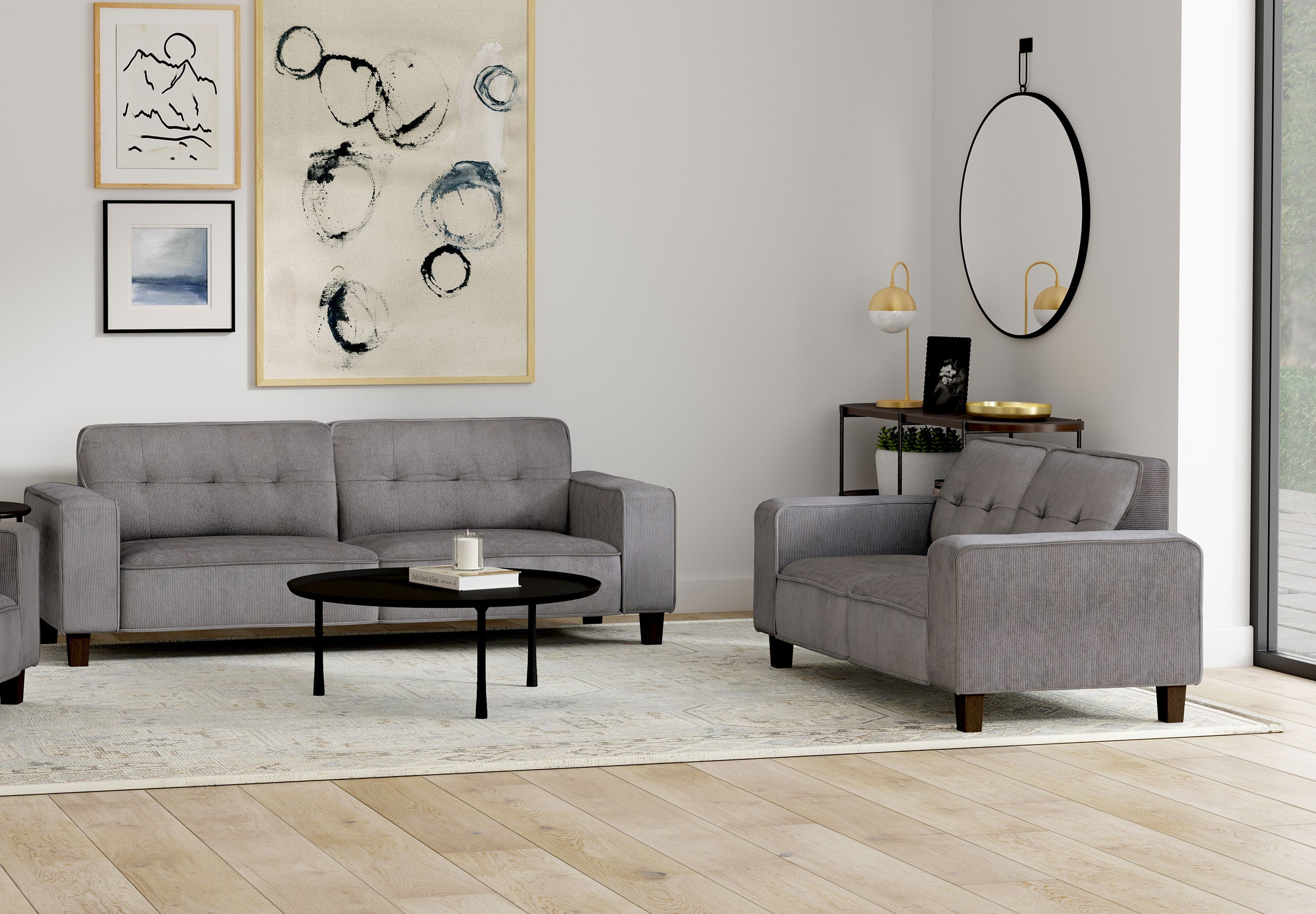 Orleans Furniture - Coaster - Deerhurst 2-piece Upholstered Track Arm Sofa Set Charcoal - 509641-S2