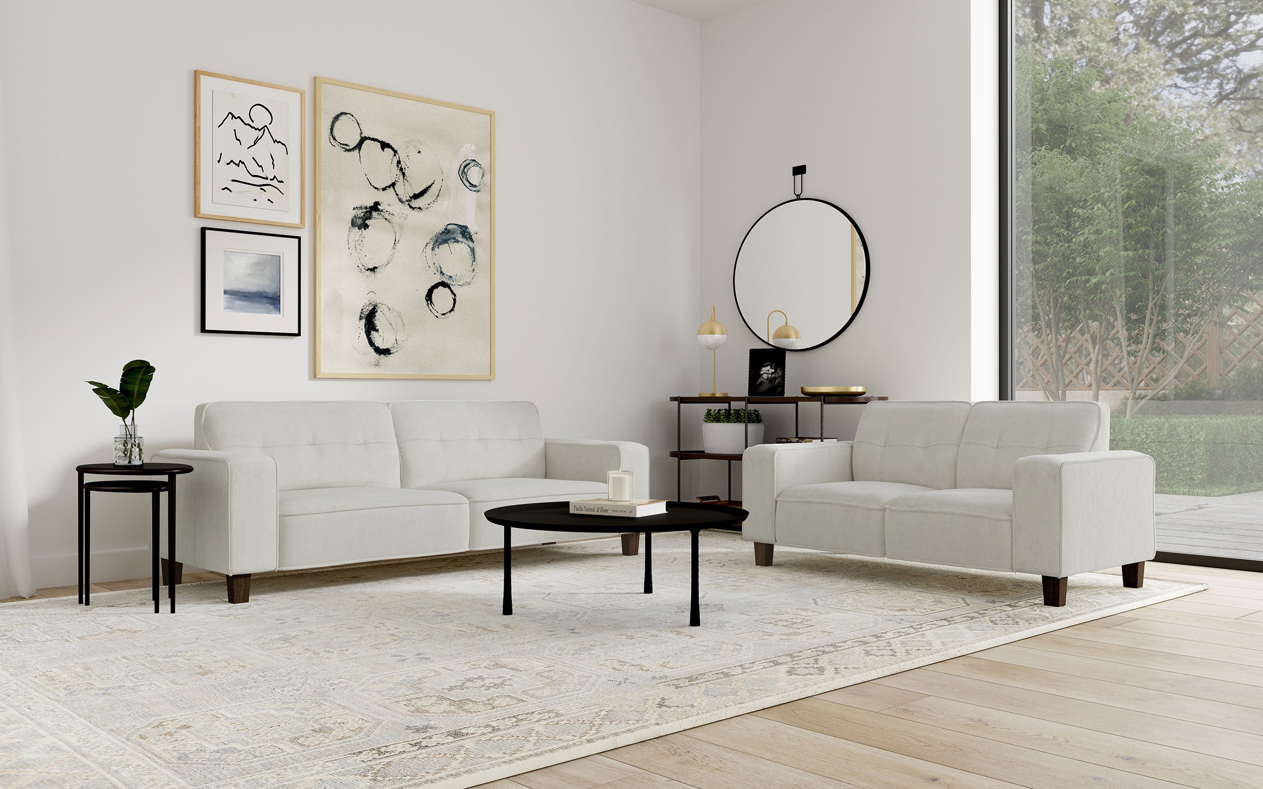 Orleans Furniture - Coaster - Deerhurst 2-piece Upholstered Track Arm Sofa Set Greige - 509647-S2
