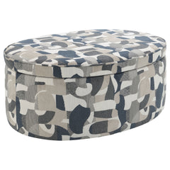 Orleans Furniture - Coaster - Tomkins Oval Upholstered Storage Ottoman Indigo Blue - 509674