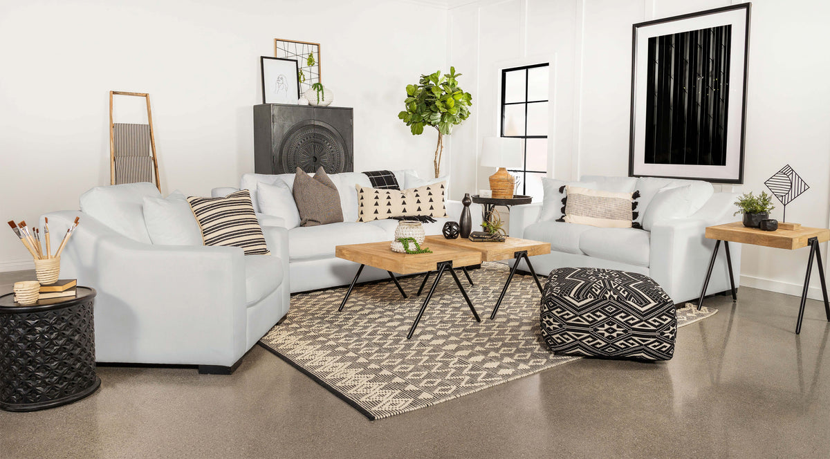 Orleans Furniture - Coaster - Ashlyn 3-piece Upholstered Sloped Arm Sofa Set White - 509891-S3