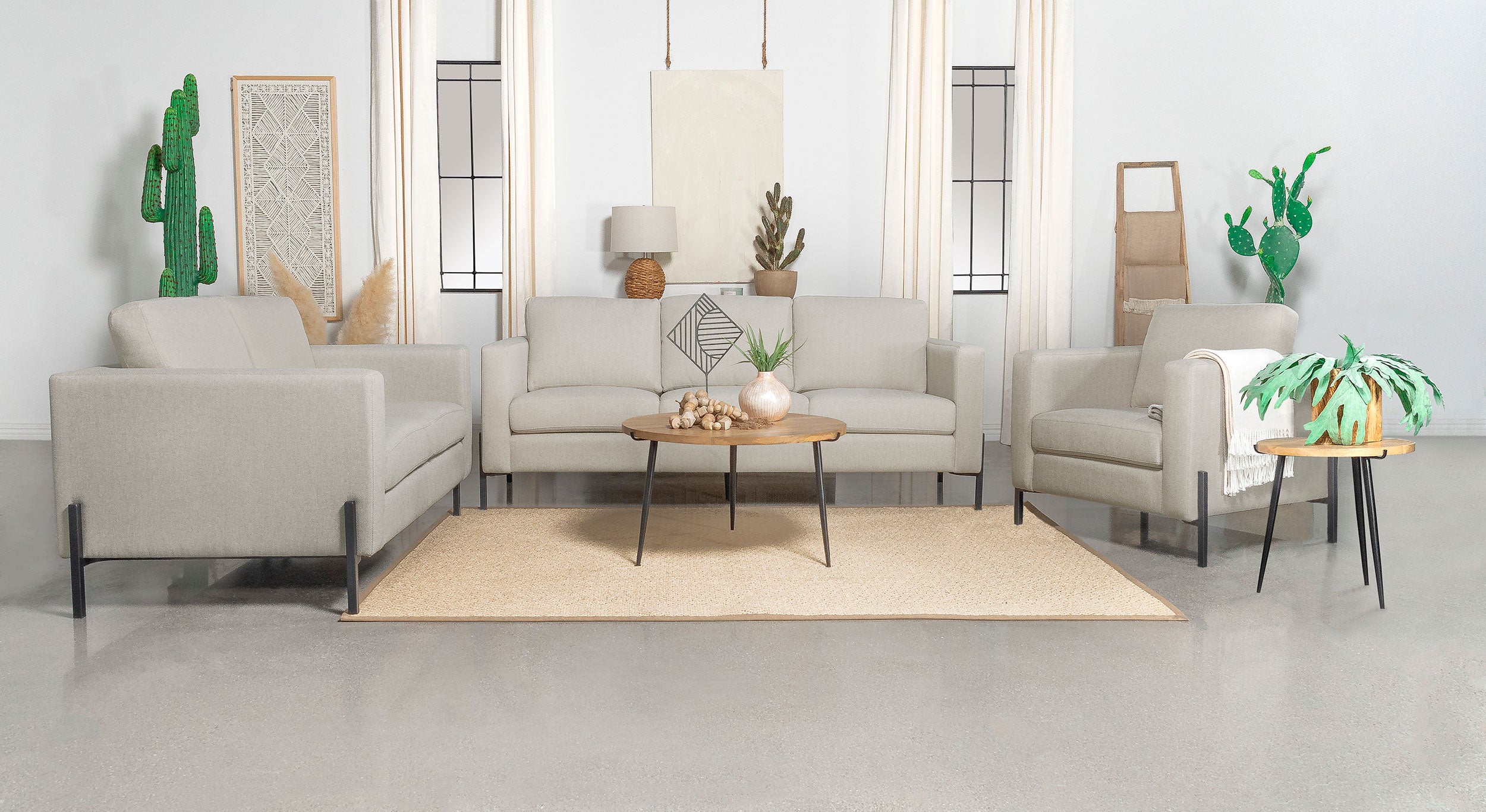 Orleans Furniture - Coaster - Tilly 3-piece Upholstered Track Arm Sofa Set Oatmeal - 509901-S3