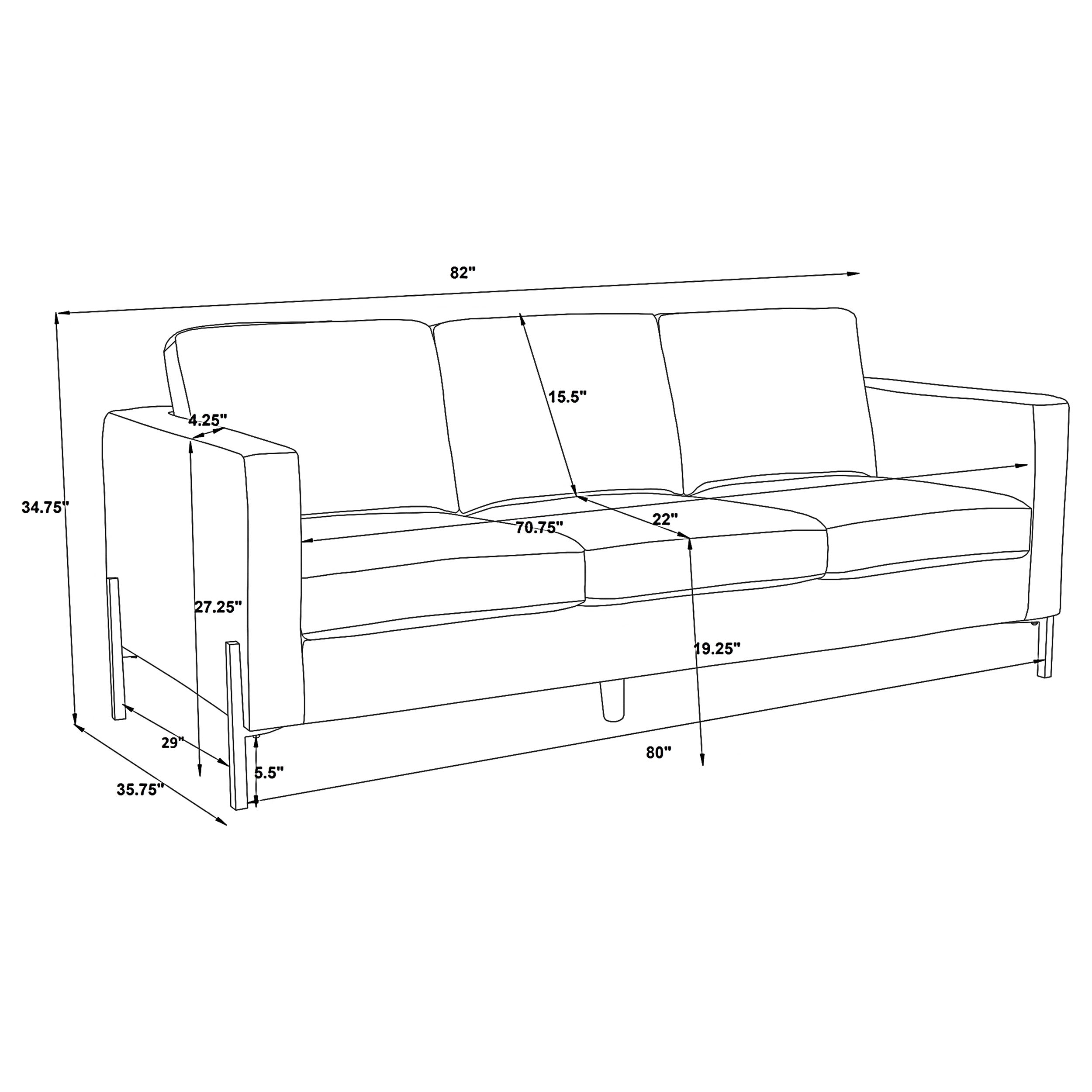 Tilly 3-piece Upholstered Track Arm Sofa Set Oatmeal