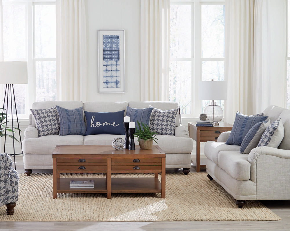 Orleans Furniture - Coaster - Glenn 2-piece Upholstered Sofa Set Light Grey and Blue - 511091-S2