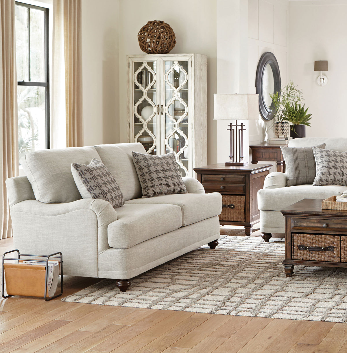Orleans Furniture - Coaster - Glenn Upholstered English Arm Loveseat Light Grey and Grey - 511095