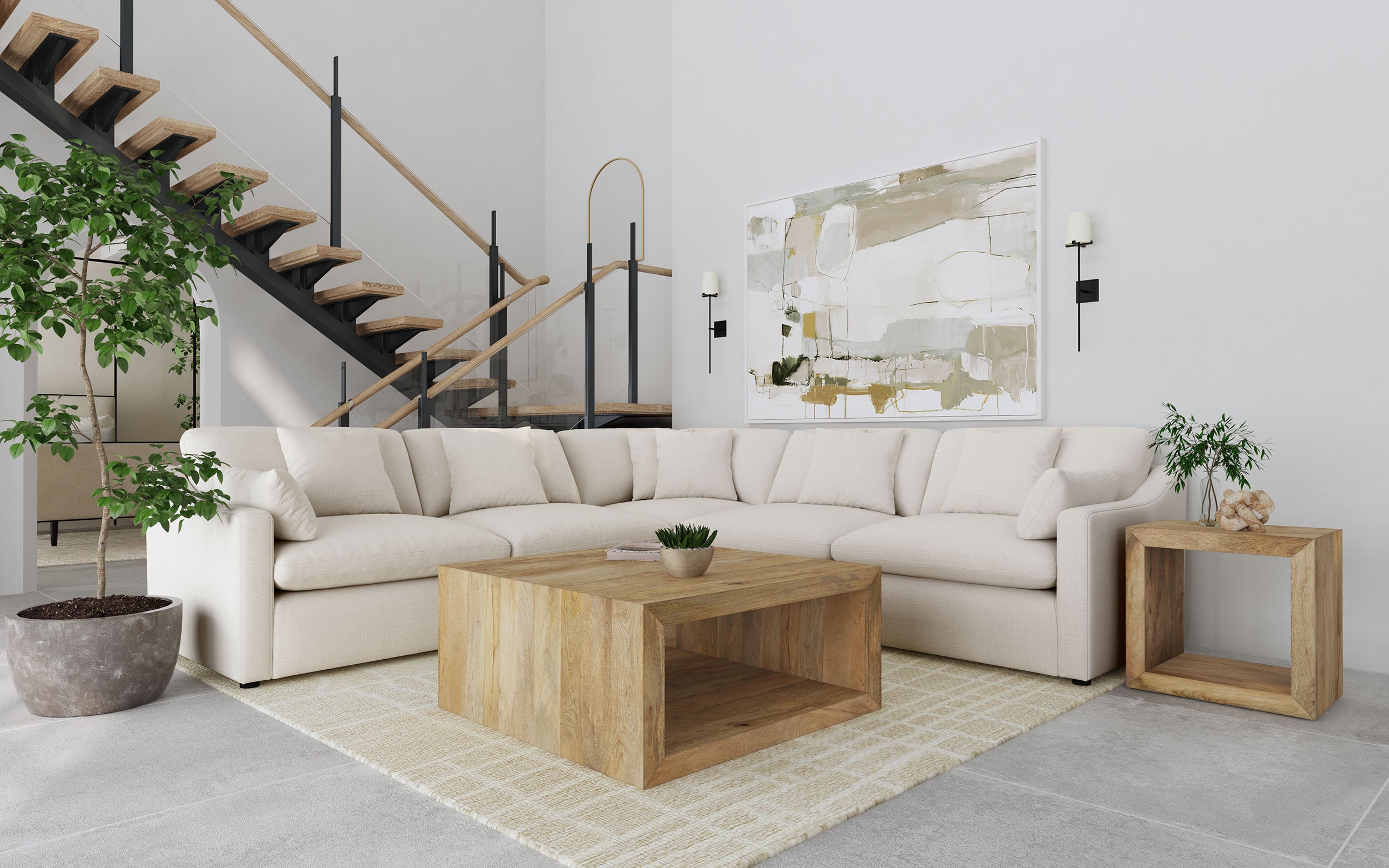 Orleans Furniture - Coaster - Hobson 5-piece Upholstered Modular Sectional Sofa Ivory - 551451-SETA