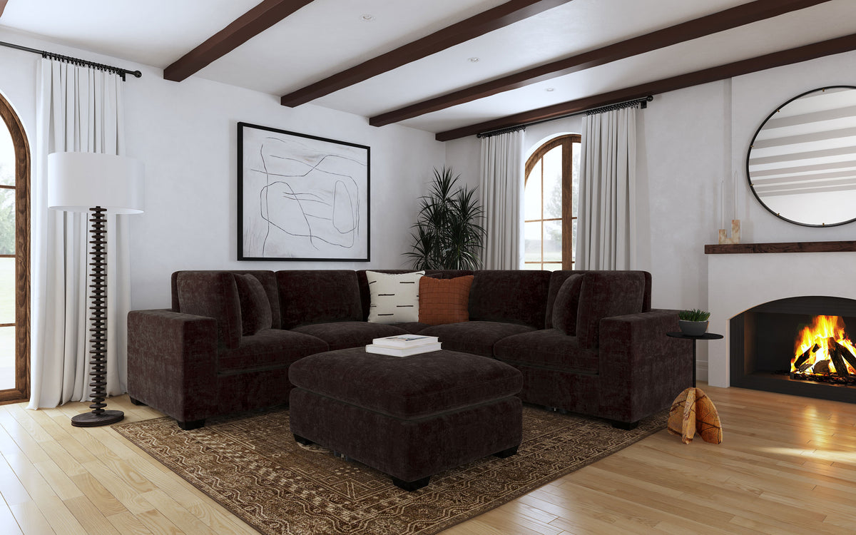 Orleans Furniture - Coaster - Lakeview 6-piece Upholstered Modular Sectional Chocolate - 551464-SETA
