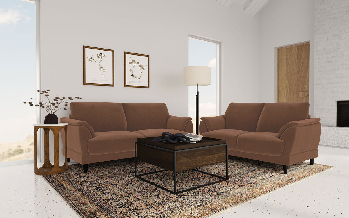 Orleans Furniture - Coaster - Selma 2-piece Velvet Upholstered Crescent Arm Sofa Set Rust - 552101-S2
