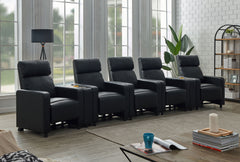 Orleans Furniture - Coaster - Toohey Upholstered Tufted Recliner Living Room Set Black - 600181-S5B