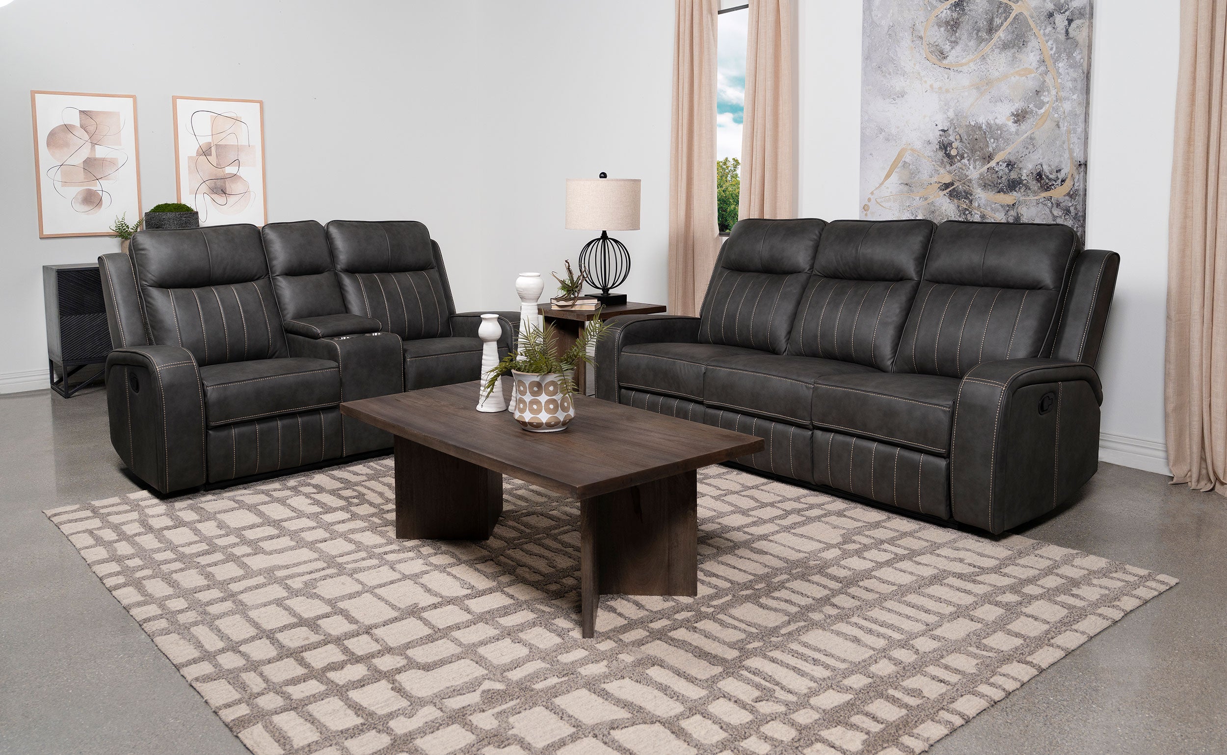 Orleans Furniture - Coaster - Raelynn 2-piece Upholstered Reclining Sofa Set Grey - 603191-S2