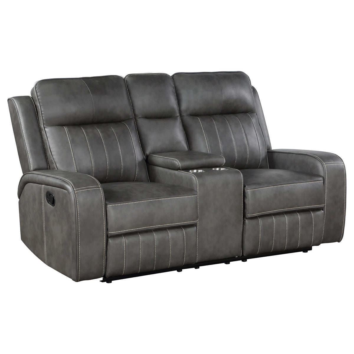 Orleans Furniture - Coaster - Raelynn Upholstered Track Arm Motion Loveseat Grey - 603192