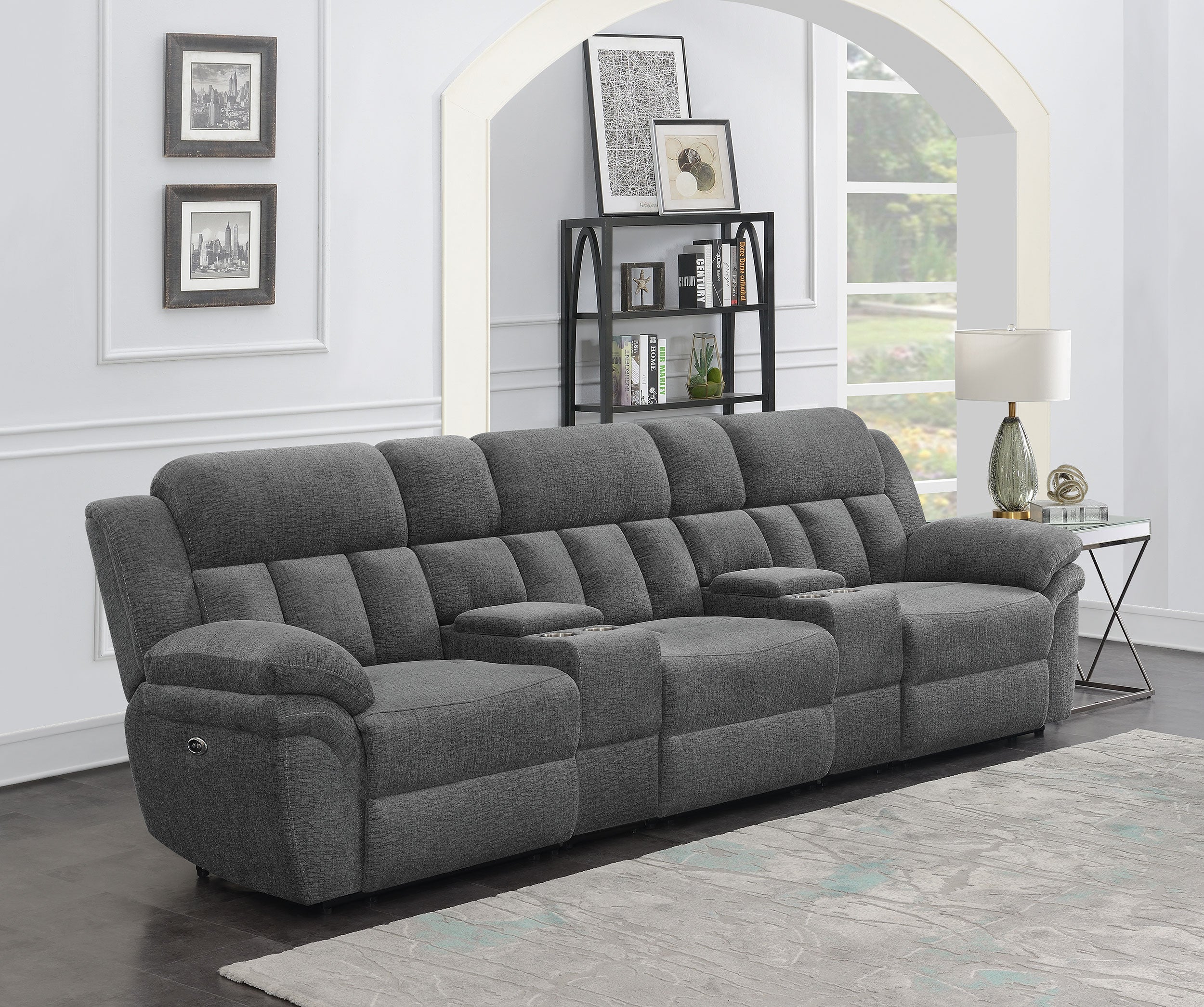 Orleans Furniture - Coaster - Bahrain 5-piece Power Home Theater Seating Charcoal - 609541PT