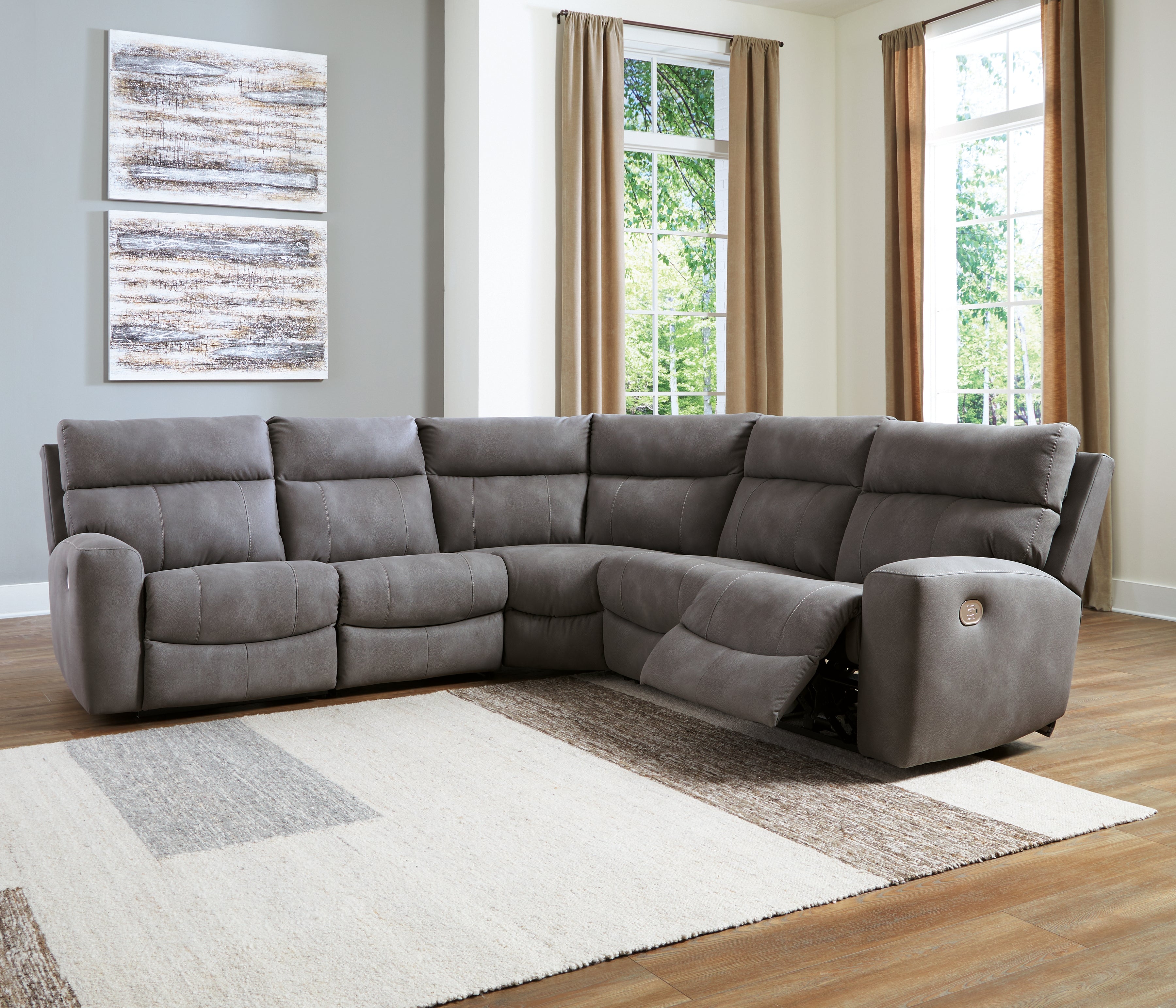 Orleans Furniture - Ashley Furniture - Next-Gen DuraPella Sectional - 5-Piece Power Reclining Sectional / Slate - 61003S6