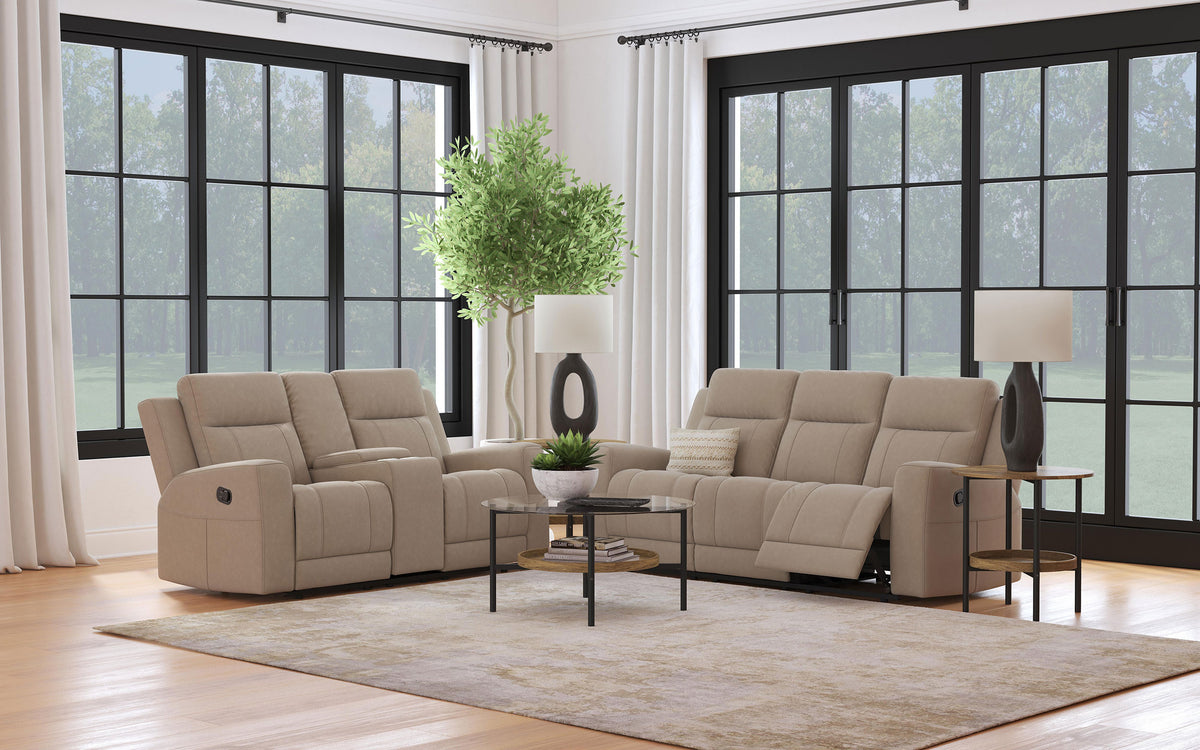 Orleans Furniture - Coaster - Brentwood 2-piece Upholstered Reclining Sofa Set Taupe - 610281-S2