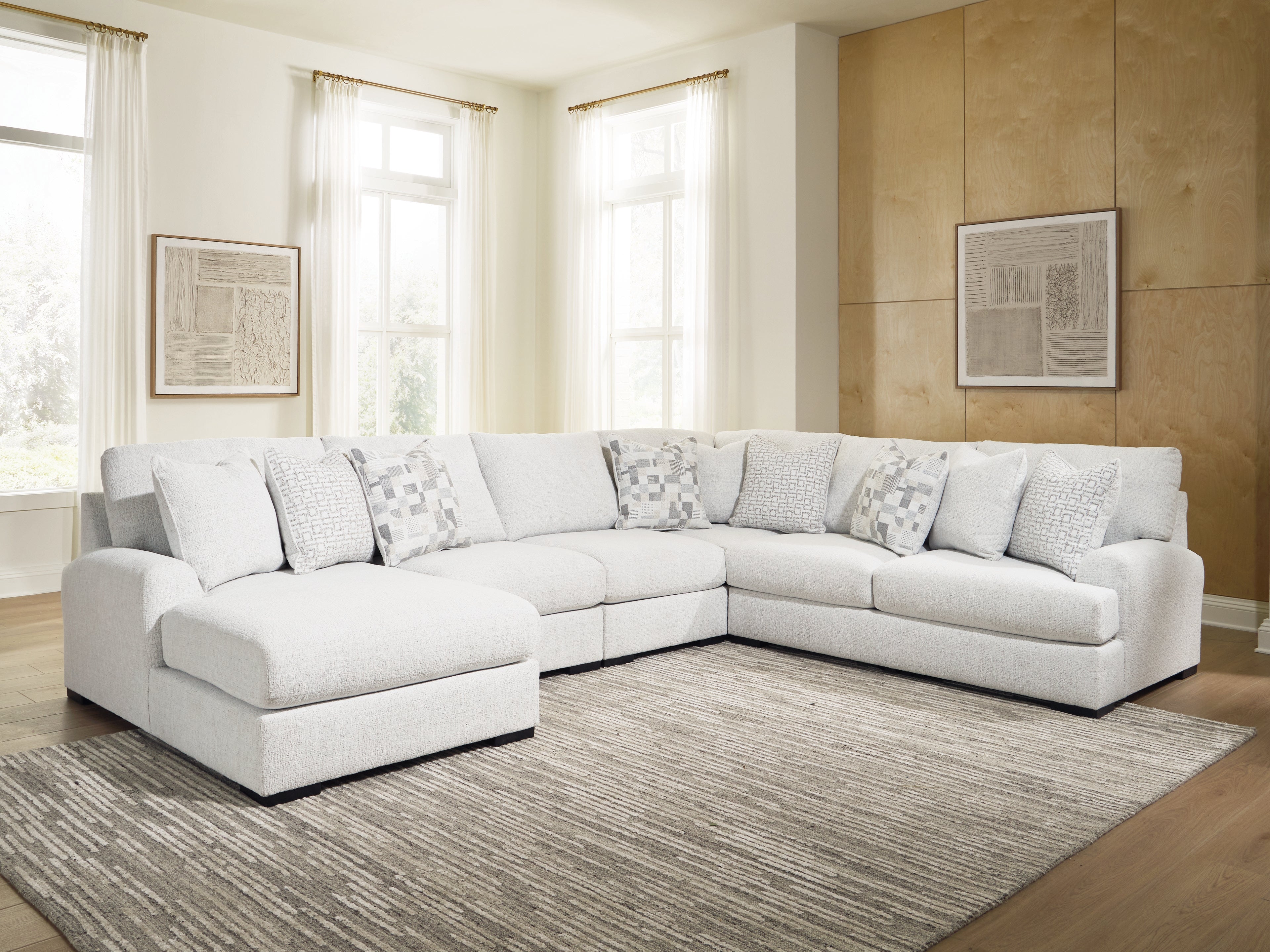 Orleans Furniture - Ashley Furniture - Misty-Lakes Sectional - 5-Piece Sectional with Chaise / Chalk - PC66906S12