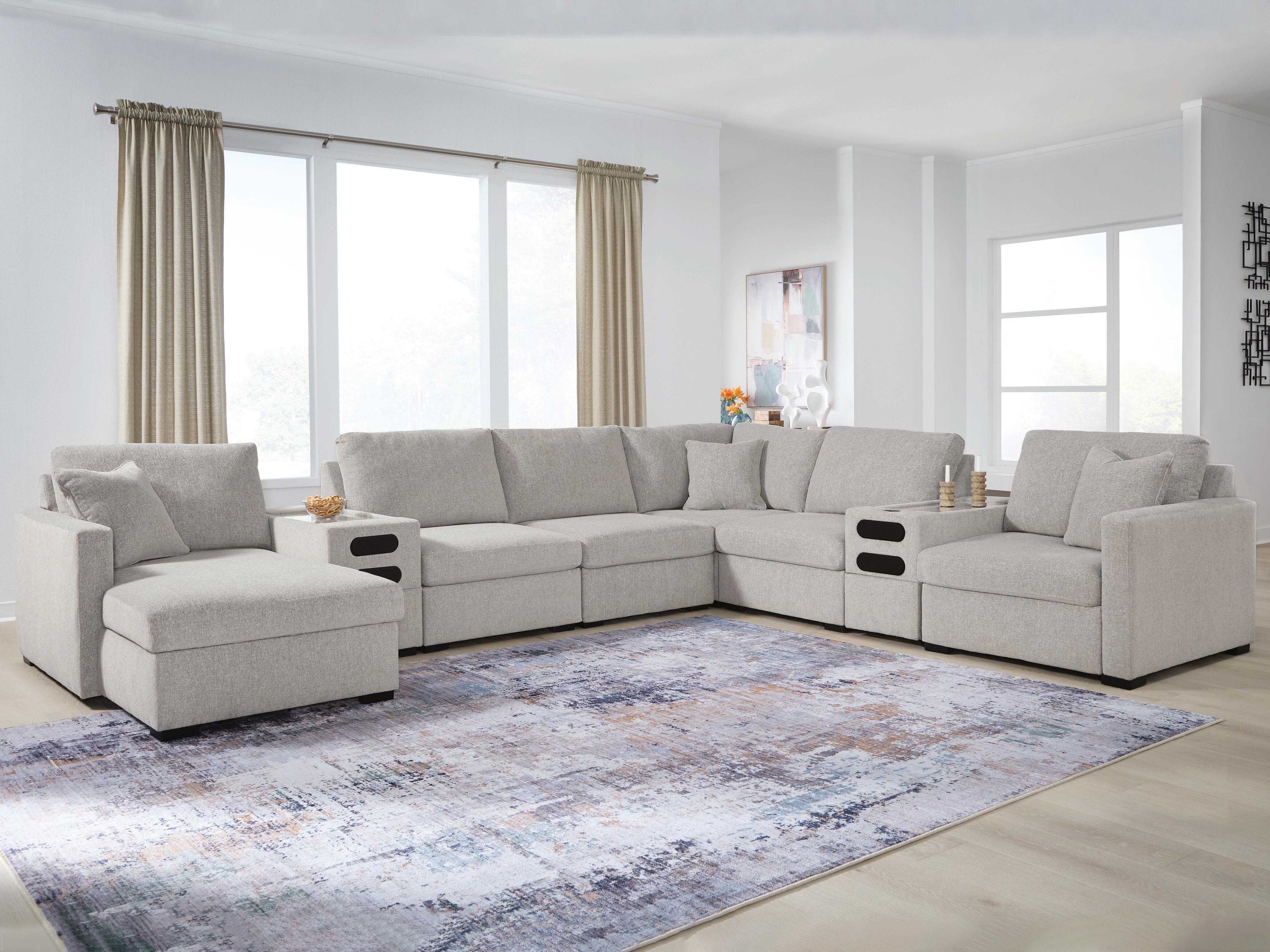 Orleans Furniture - Ashley Furniture - ModMax Luxe Sectional - RAF 8-Piece Sectional with Chaise and Audio Consoles / Flint - 68605S41