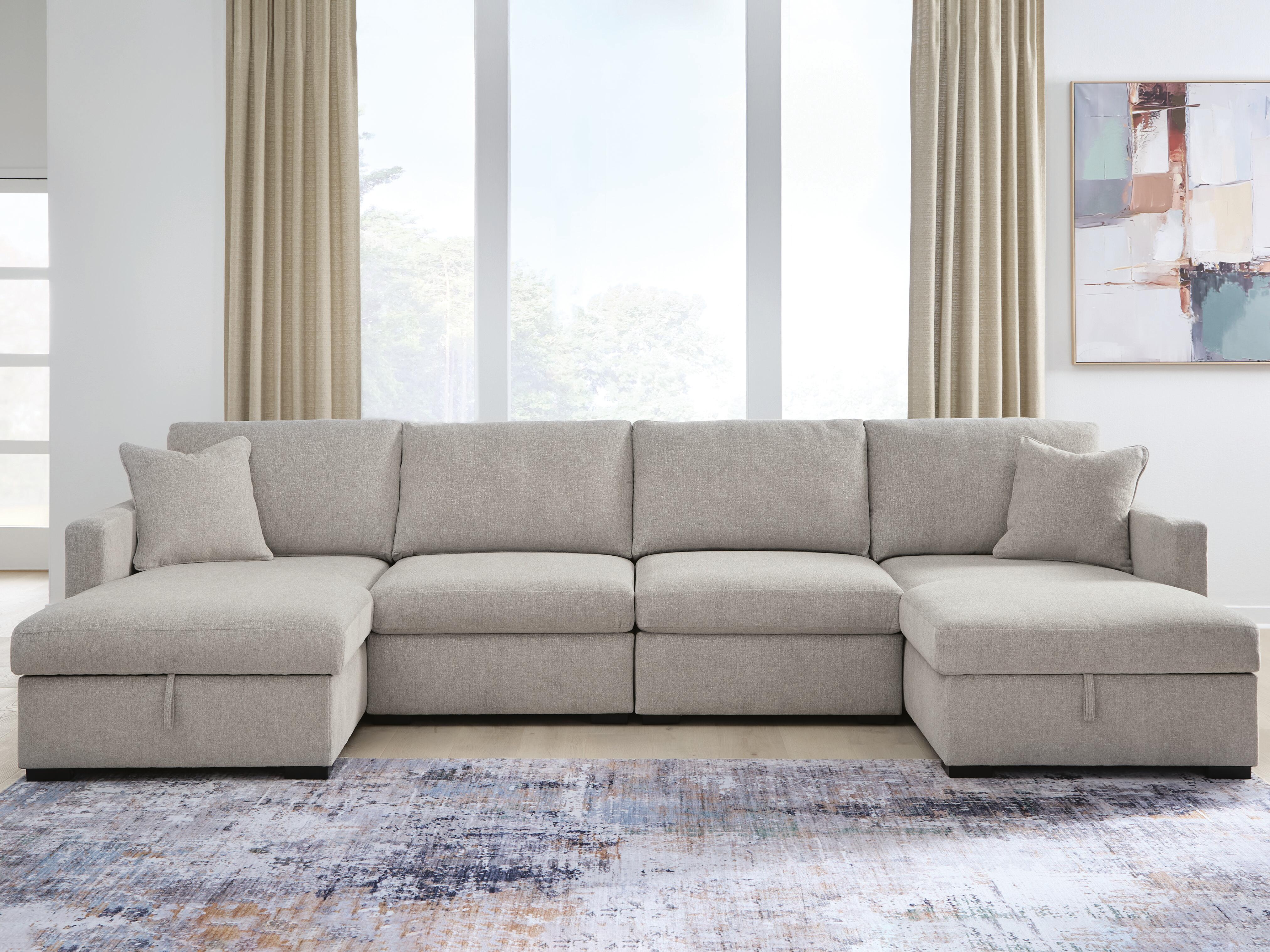 Orleans Furniture - Ashley Furniture - ModMax Luxe Sectional - RAF 4-Piece Double Storage Chaise Sectional / Flint - 68605S62