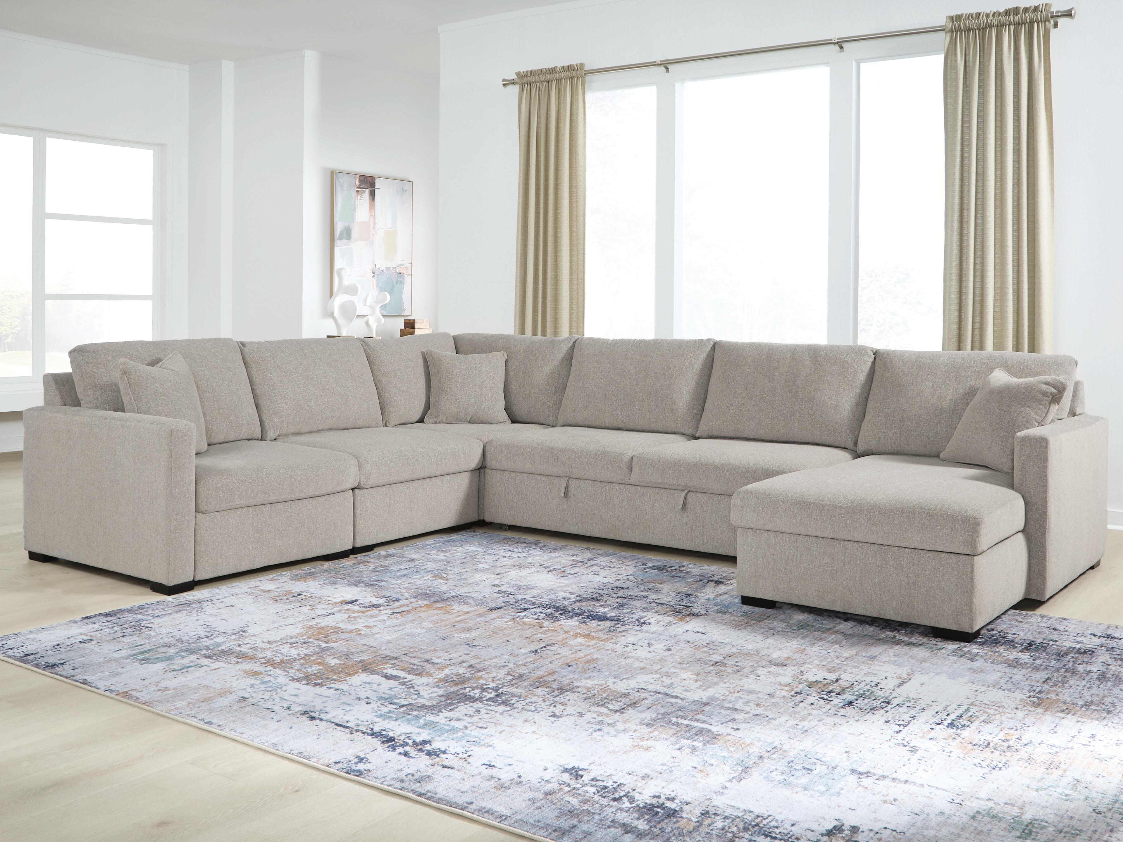 Orleans Furniture - Ashley Furniture - ModMax Luxe Sectional - RAF 5-Piece Sectional with Chaise and Pop Up Sleeper / Flint - 68605S98