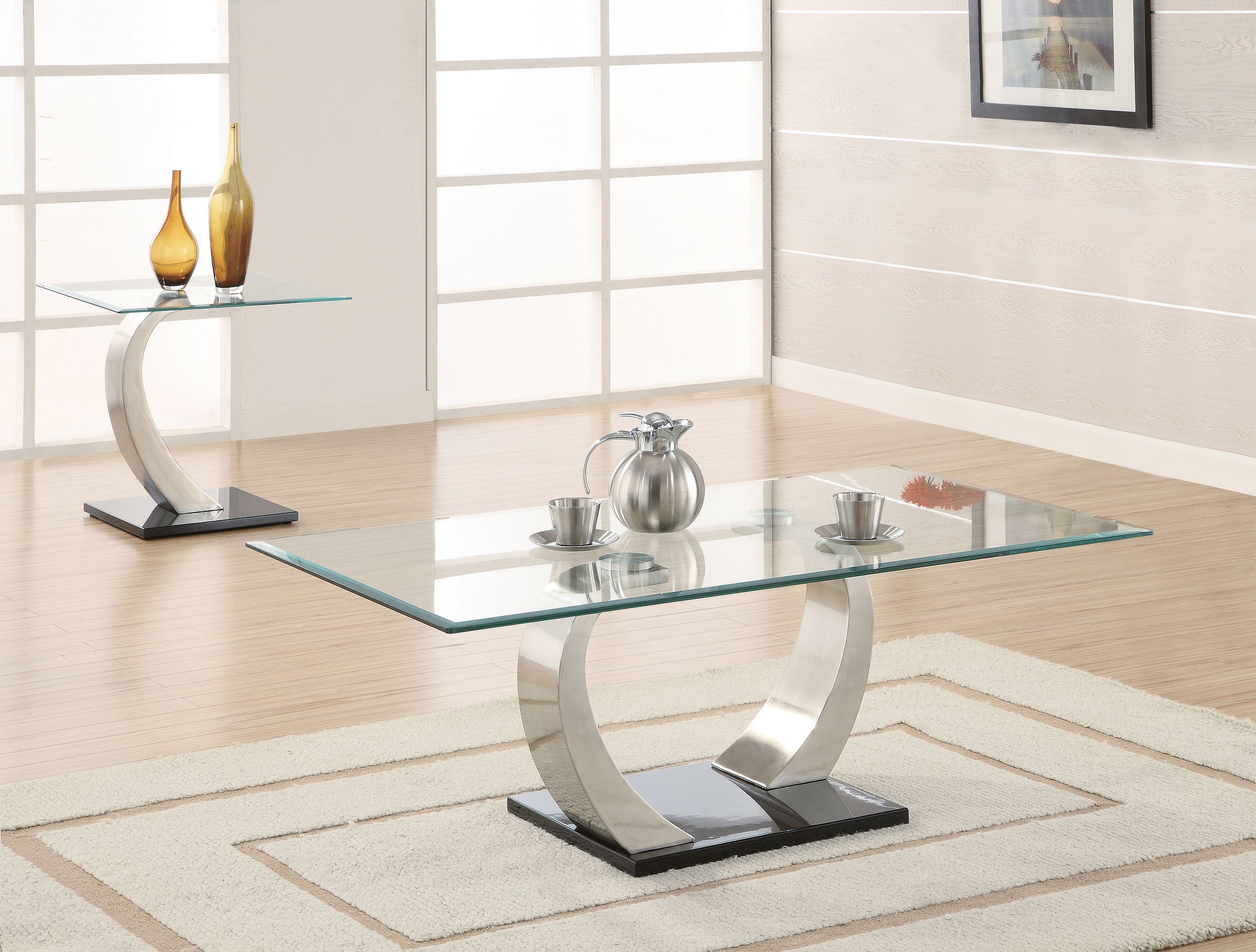 Orleans Furniture - Coaster - Pruitt 2-piece Coffee and End Table Set Satin Silver - 701238-S2