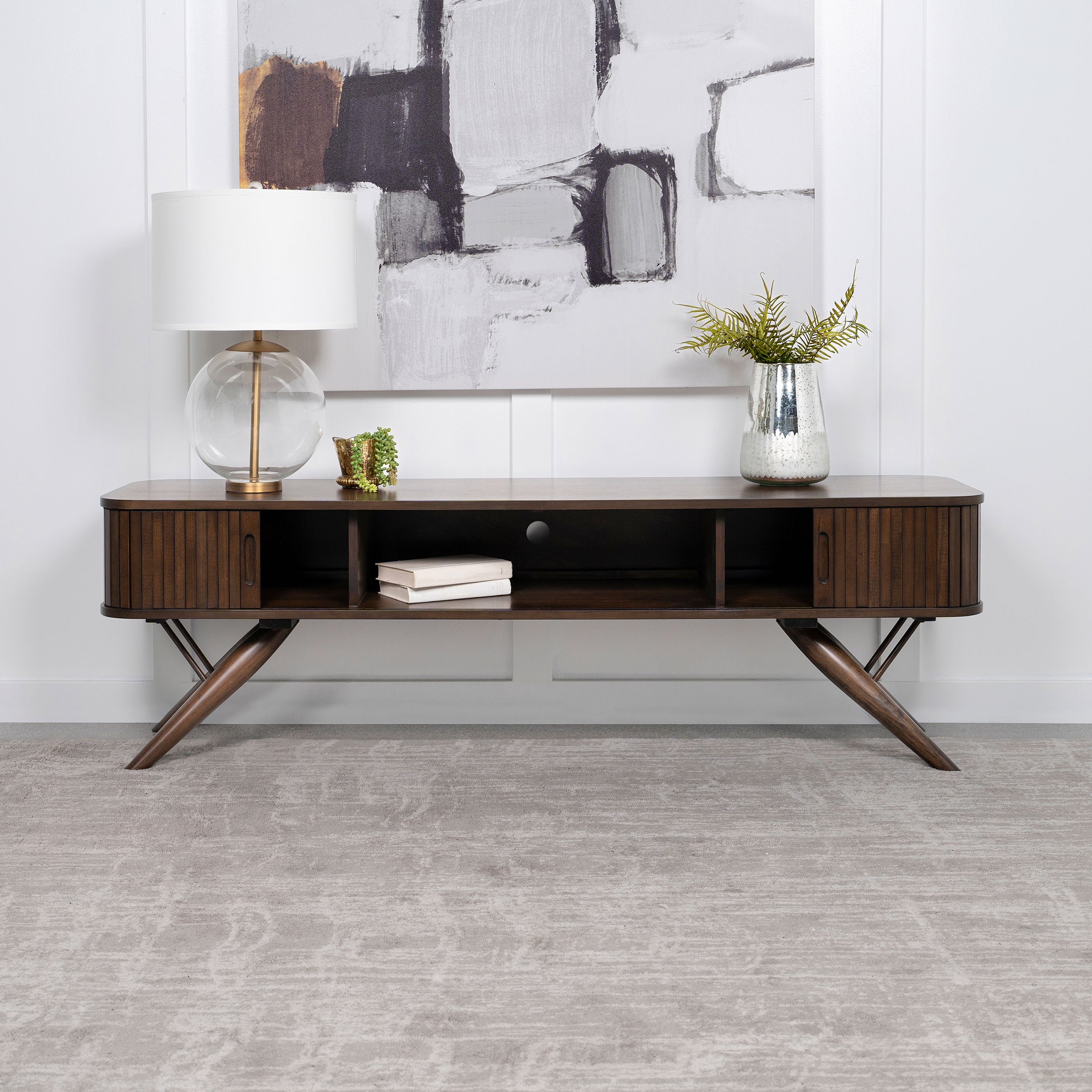 Orleans Furniture - Coaster - Valna Wood 71-inch TV Stand with Sliding Doors Walnut - 701713