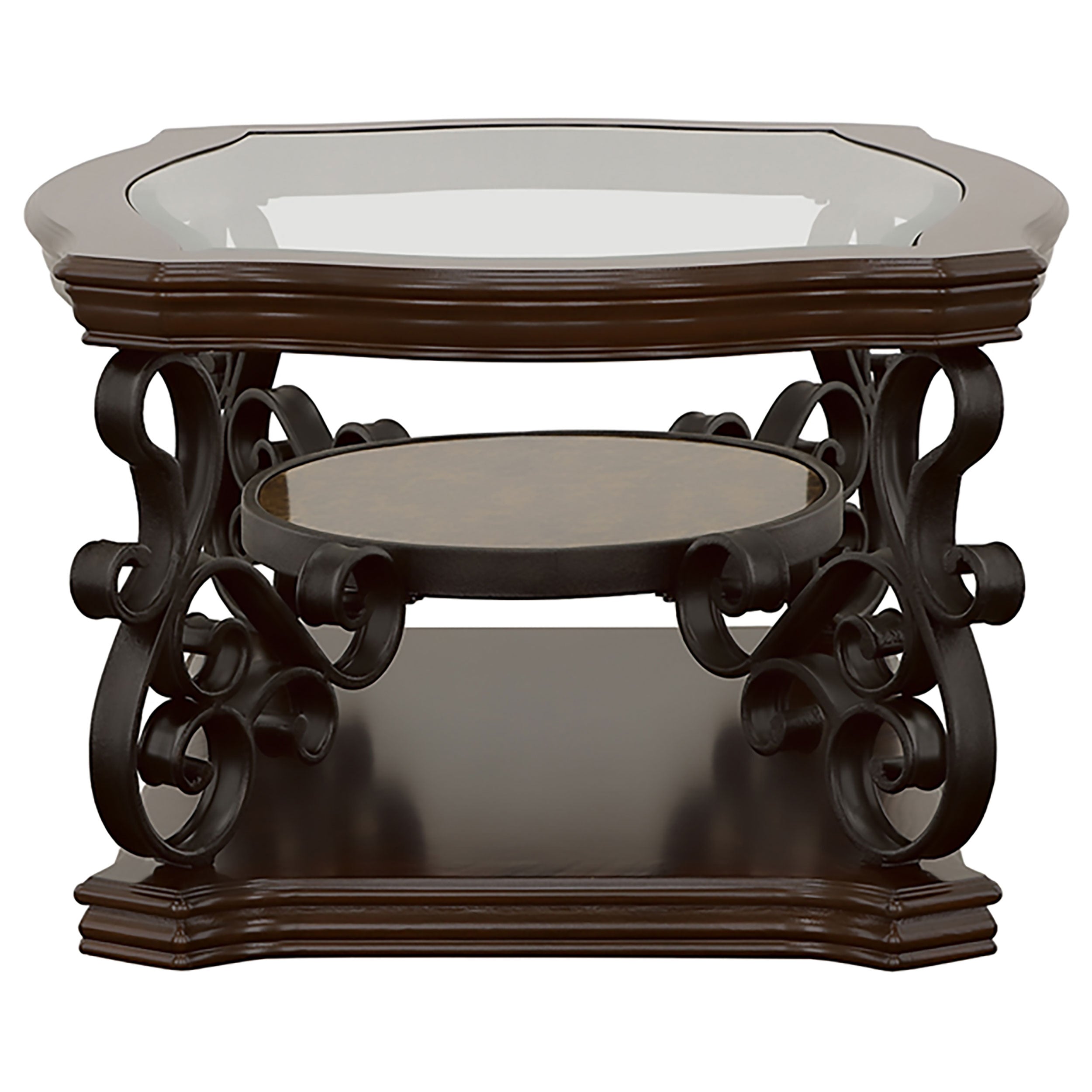 Laney 2-piece Glass Top Coffee and End Table Set Dark Merlot