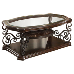 Orleans Furniture - Coaster - Laney 1-shelf Glass Top Rectangular Coffee Table Deep Merlot - 702448