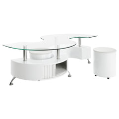Orleans Furniture - Coaster - Buckley 3-piece Coffee Table and Stools Set White High Gloss - 703400
