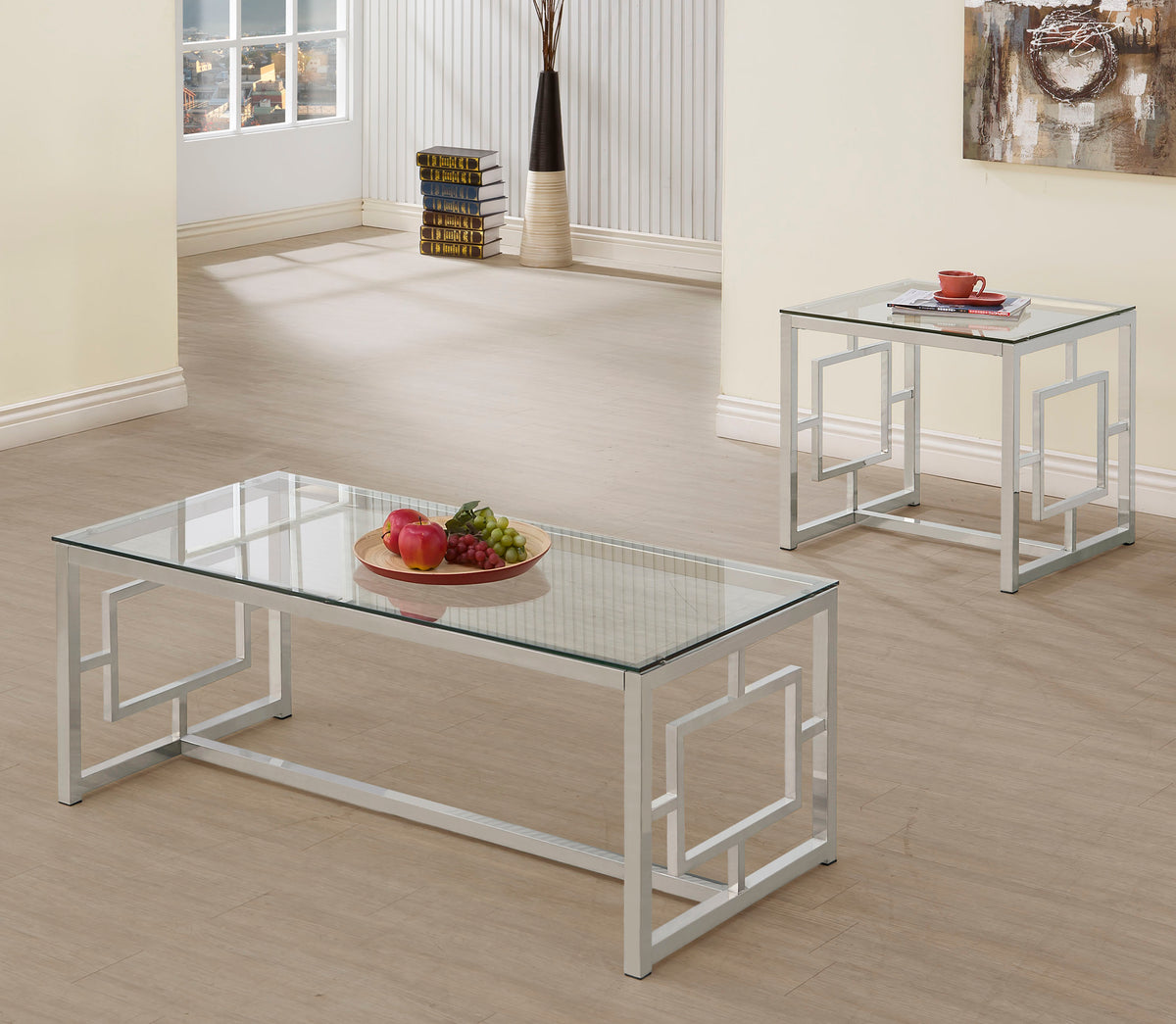 Orleans Furniture - Coaster - Merced 2-piece Rectangular Coffee and End Table Set Nickel - 703738-S2