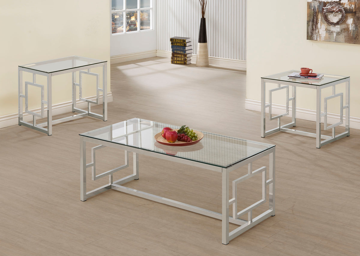 Orleans Furniture - Coaster - Merced 3-piece Rectangular Coffee and End Table Set Nickel - 703738-S3
