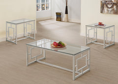 Orleans Furniture - Coaster - Merced 3-piece Rectangular Coffee and End Table Set Nickel - 703738-S3