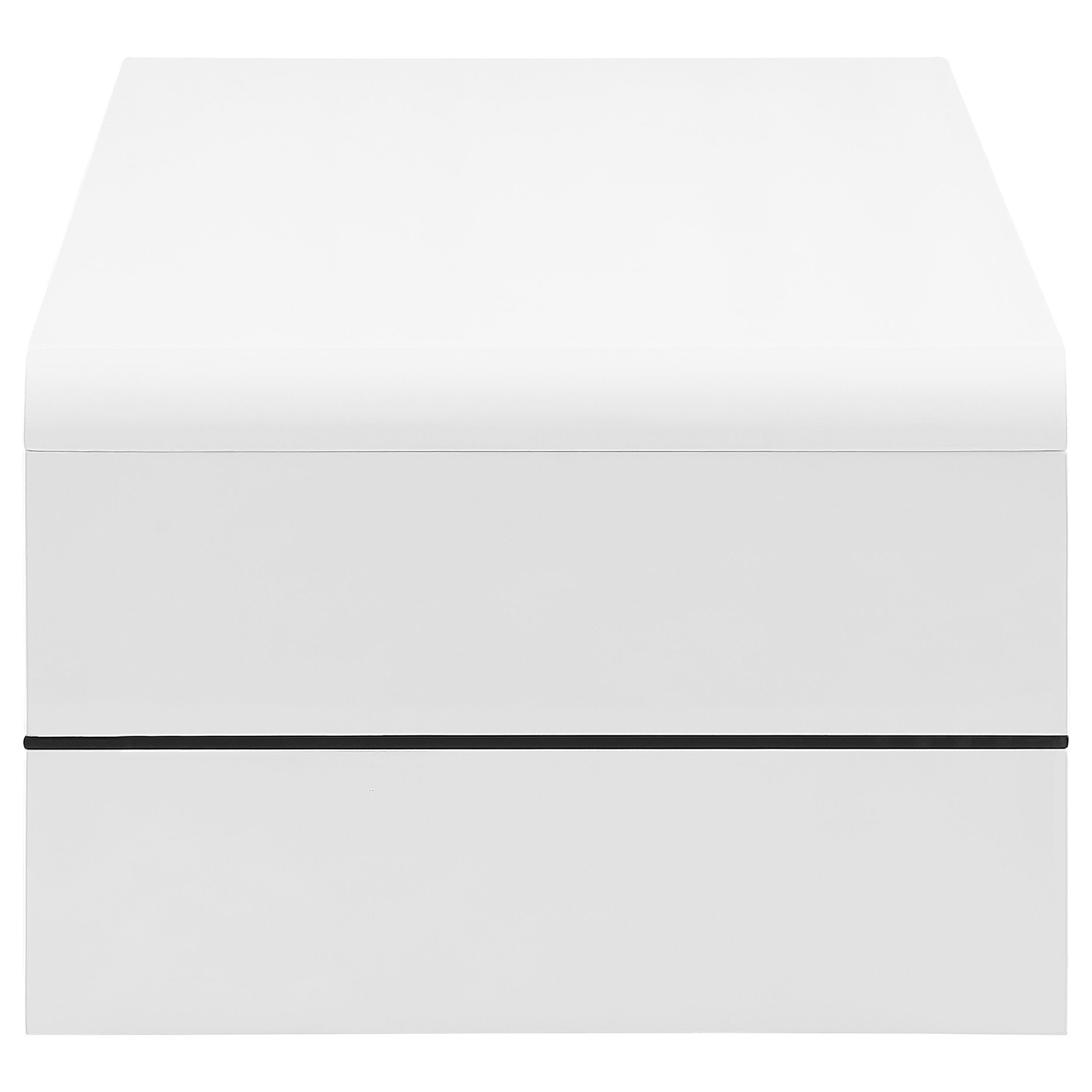 Airell Rectangular Coffee Table with Shelf White High Gloss