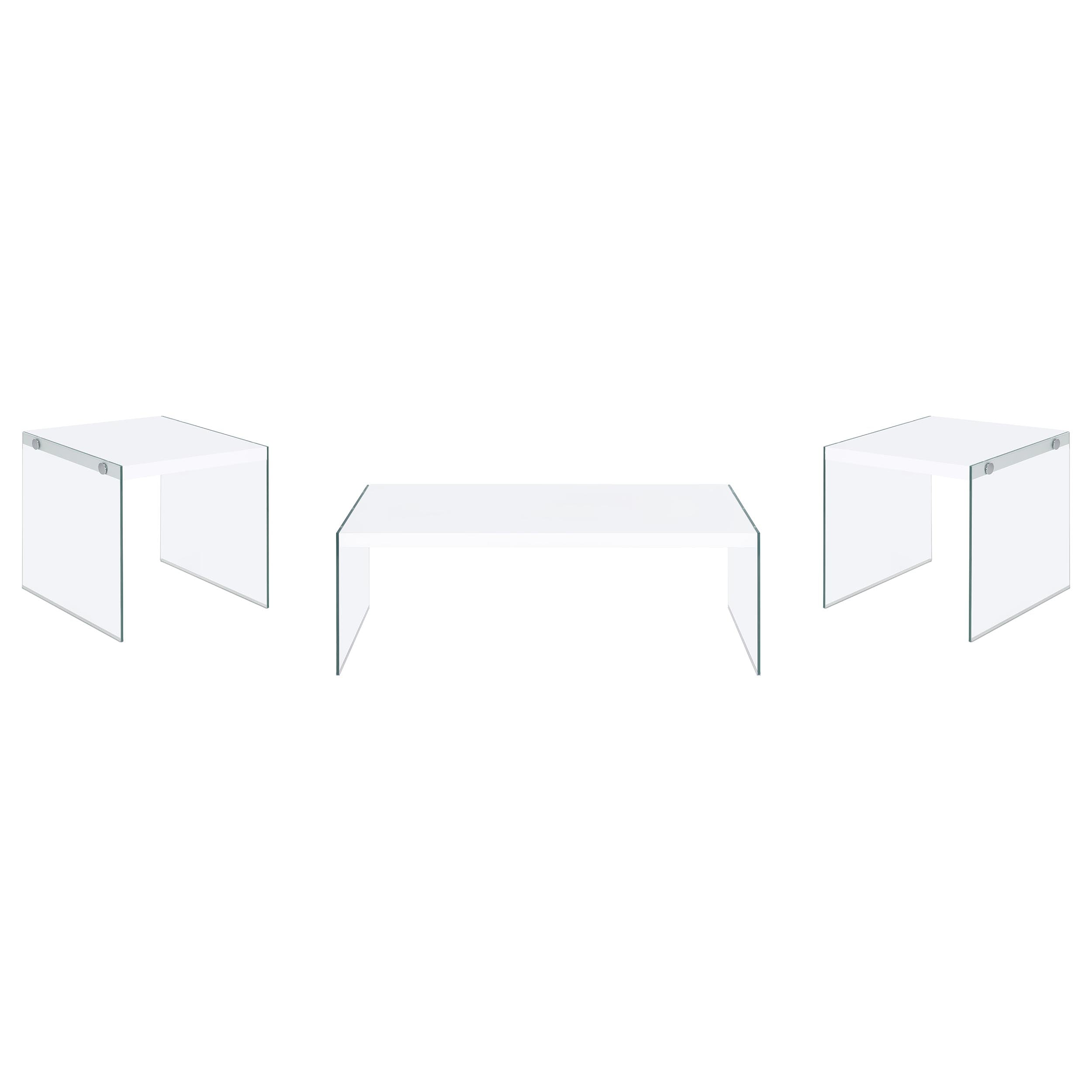 Opal 3-piece Coffee and End Table Set White High Gloss