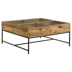 Orleans Furniture - Coaster - Stephie 4-drawer Square Glass Top Coffee Table Honey Brown - 704698