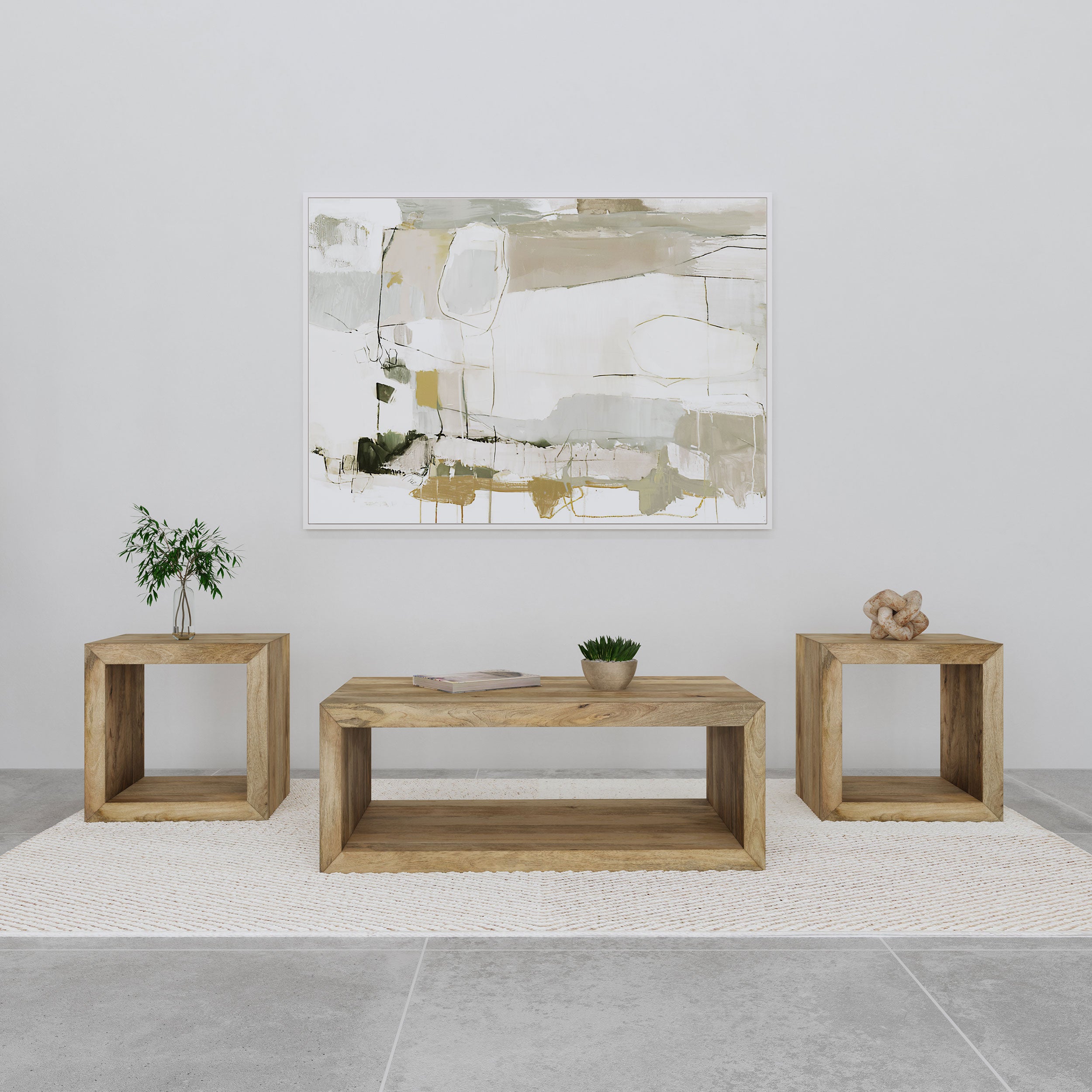Orleans Furniture - Coaster - Benton 3-piece Solid Mango Coffee and End Table Set Natural - 704838-S3