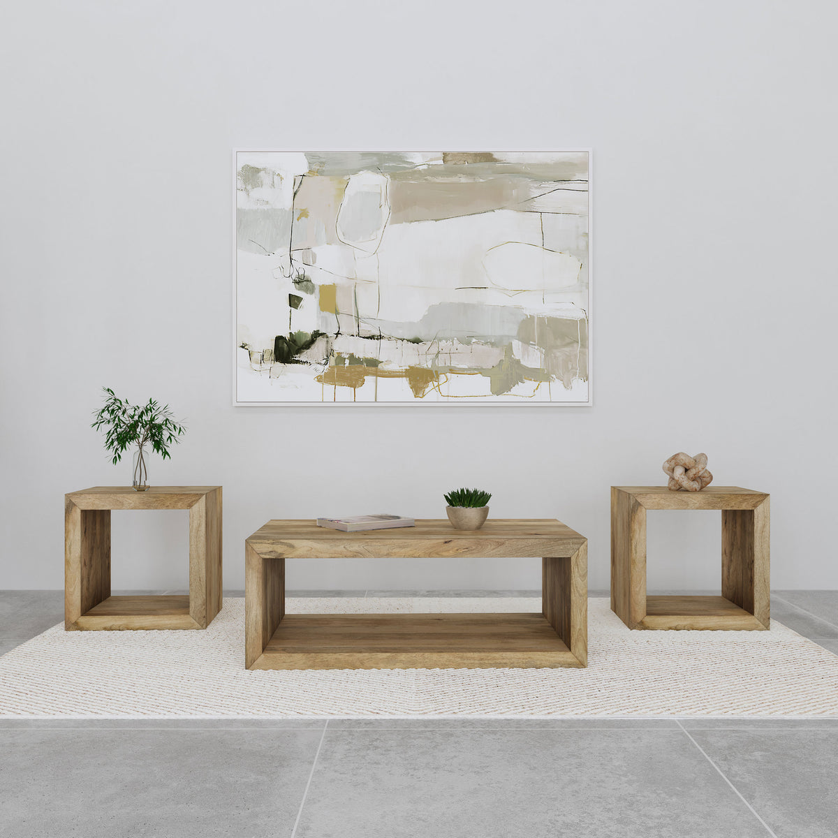 Orleans Furniture - Coaster - Benton 3-piece Solid Mango Coffee and End Table Set Natural - 704838-S3