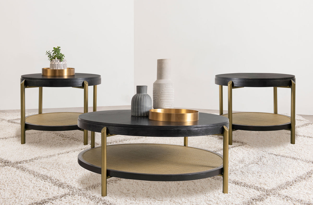 Orleans Furniture - Coaster - Arini 3-piece Round Coffee and End Table Set Black - 706198-S3
