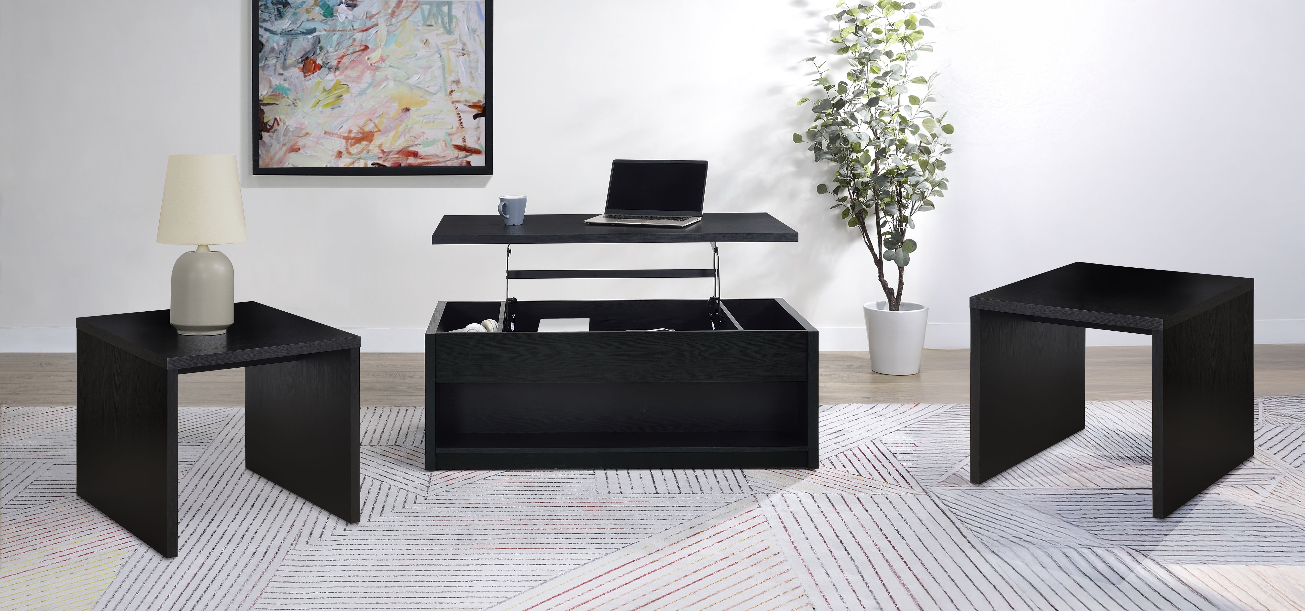 Orleans Furniture - Coaster - Knapp 3-piece Lift Top Coffee Table Set Black - 706228-S3