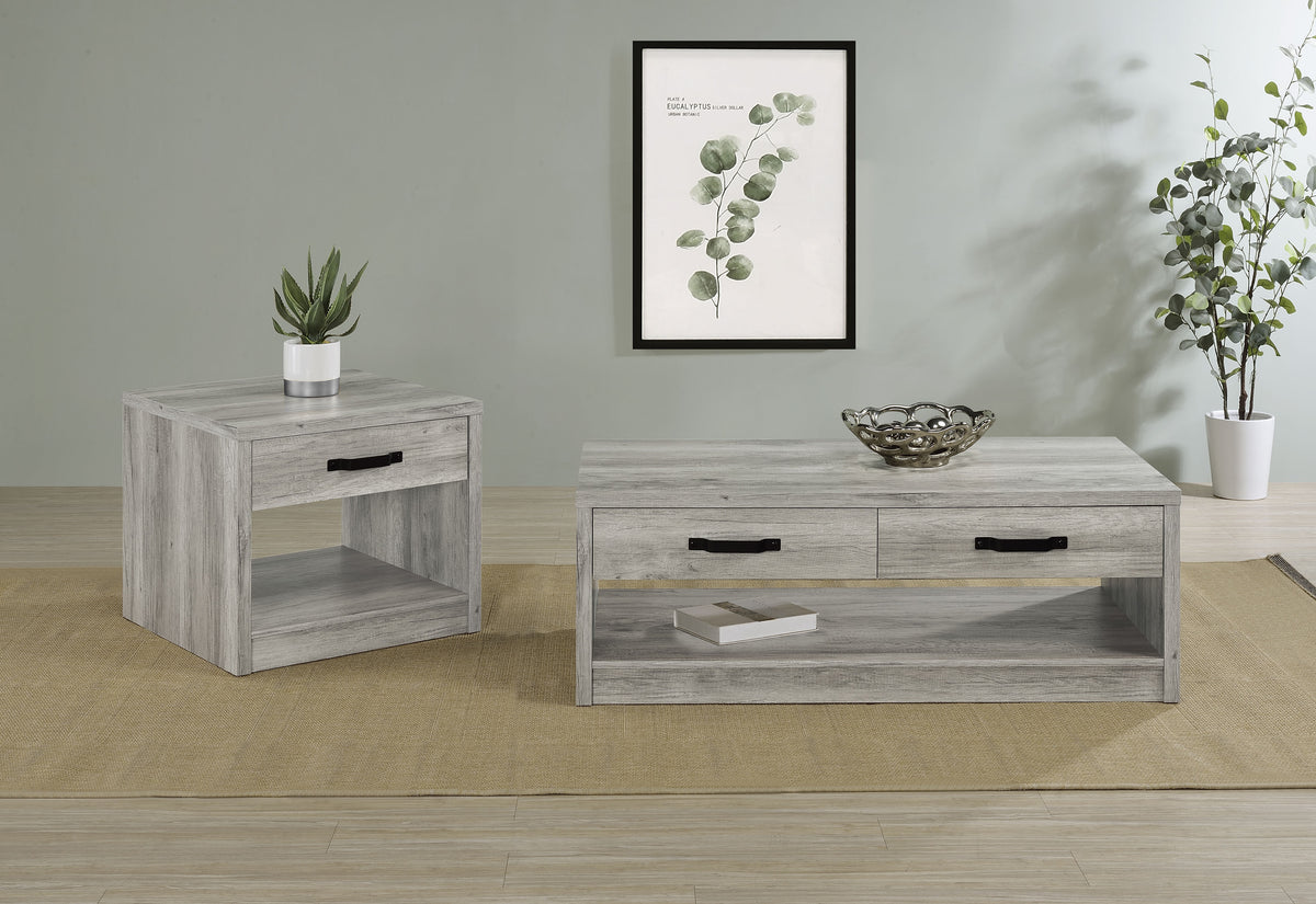 Orleans Furniture - Coaster - Felix 2-piece Coffee and End Table Set Grey Driftwood - 707728-S2