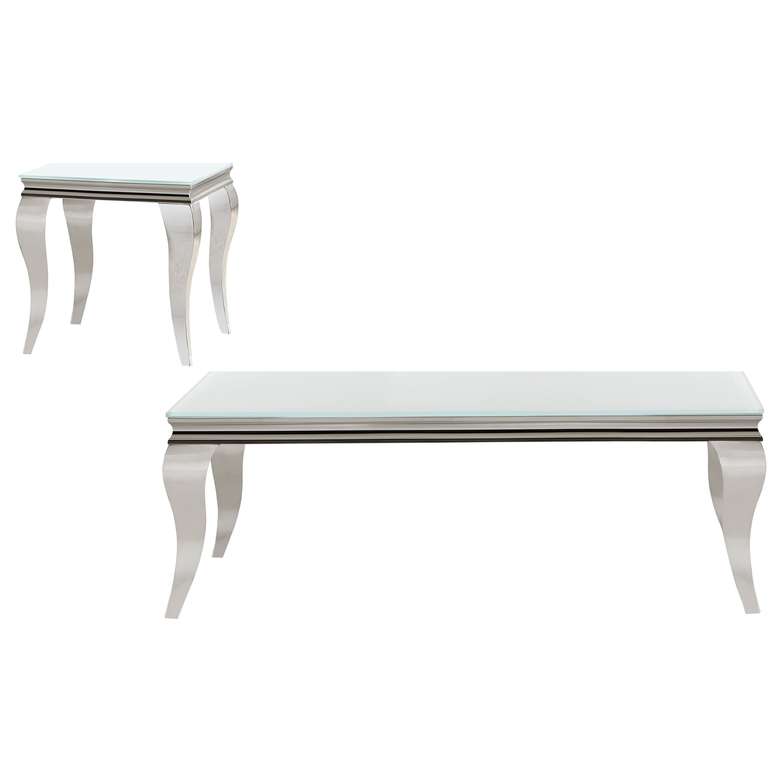 Orleans Furniture - Coaster - Carone 2-piece Glass Top Coffee and End Table Set White - 707768-S2