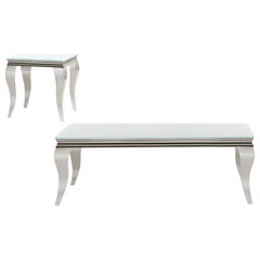 Orleans Furniture - Coaster - Carone 2-piece Glass Top Coffee and End Table Set White - 707768-S2