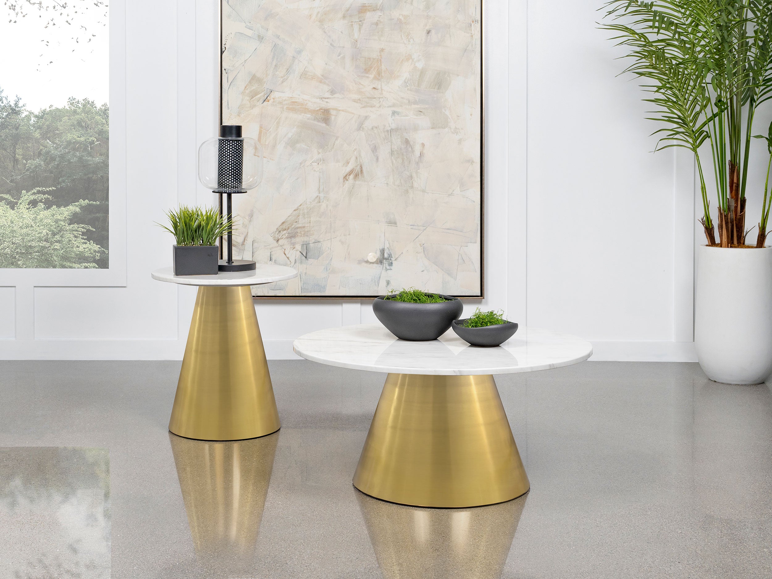 Orleans Furniture - Coaster - Avon 2-piece Marble Top Coffee and End Table Set White - 707828-S2